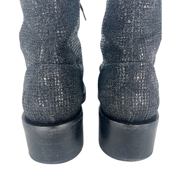 Chanel 2022 CC Logo Glitter Combat Boots Black Runway Virginie Viard 38.5 - Picture 11 of 16